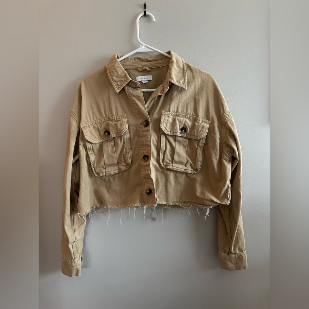 Topshop cropped tan jacket size‎ 12